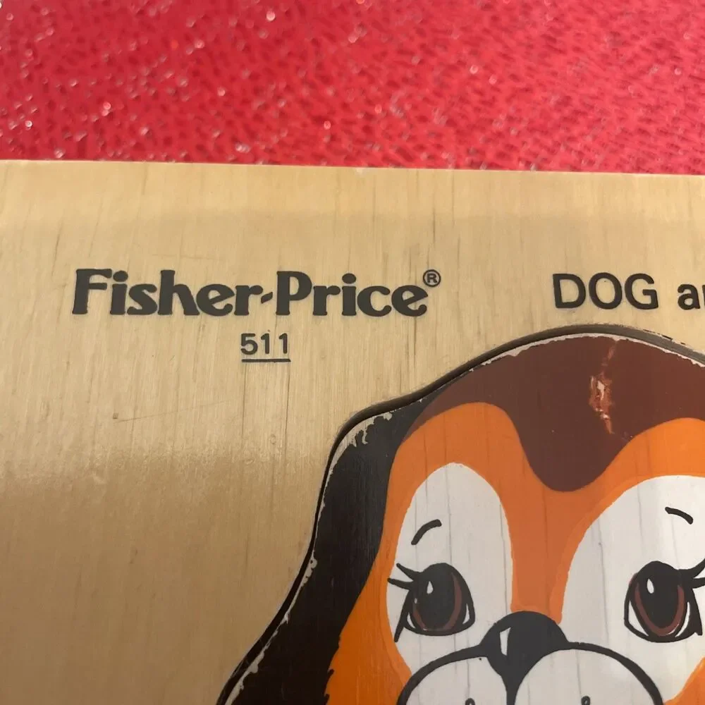Vintage Fisher-Price #511 Dog and Puppies 8 Pieces Wooden Puzzle